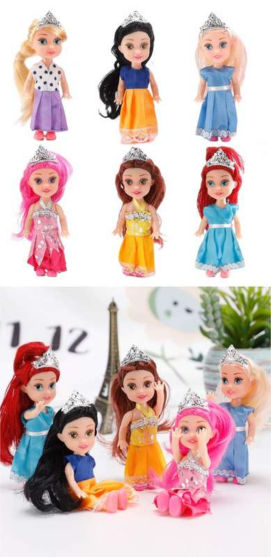 Set Of 6 Collectible Pocket Princess Dolls - 16cm