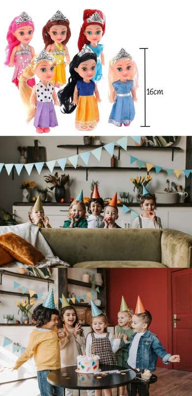 Set Of 6 Collectible Pocket Princess Dolls - 16cm