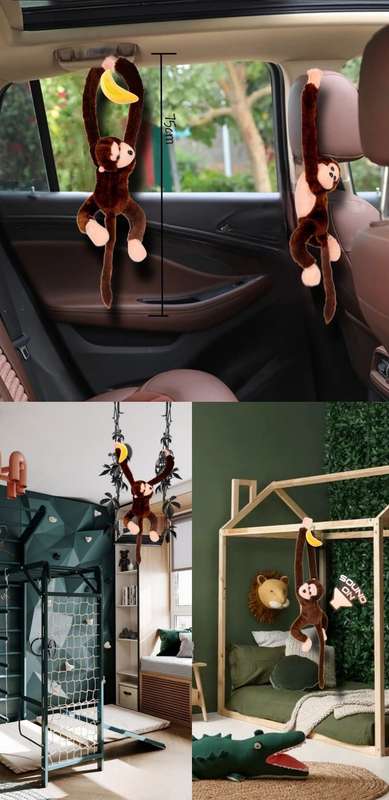 Giant 75cm Mobile Hanging Howler Monkey Baby Mobiles - 2 Pack With Plush Banana