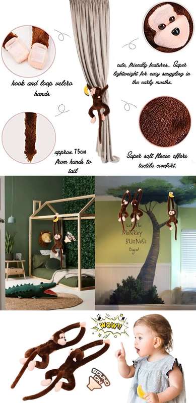 Giant 75cm Mobile Hanging Howler Monkey Baby Mobiles - 2 Pack With Plush Banana