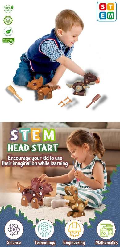 DIY Build-It T-REX and Triceratops Toddler Playset