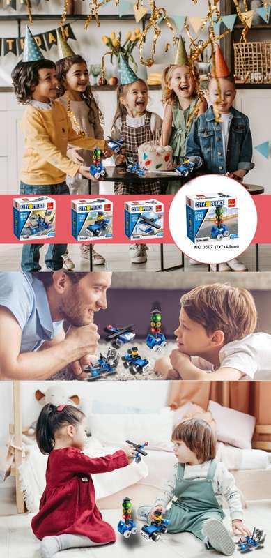 Kiddies Police Build & Play Building Block Set - Set of 4