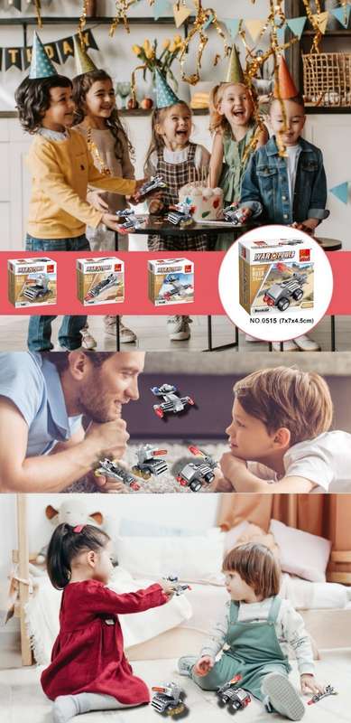 Kids Military Vehicle Building Block Play Kits - Set of 4