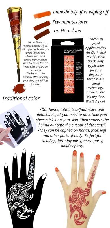 The Henna Bridal Box.. Henna Tattoos with Henna Cones and 3D Nail Appliques