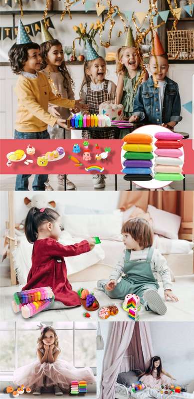 Mega 60 Colour Air Dry Non-Toxic Modeling Clay Play Dough + Cloud Key Ring
