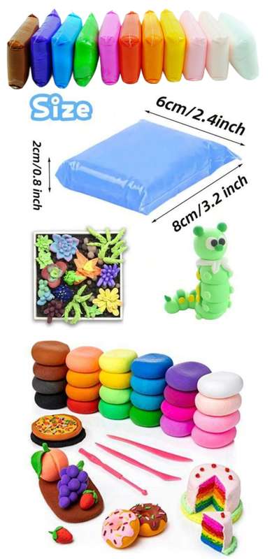 Mega 60 Colour Air Dry Non-Toxic Modeling Clay Play Dough + Cloud Key Ring