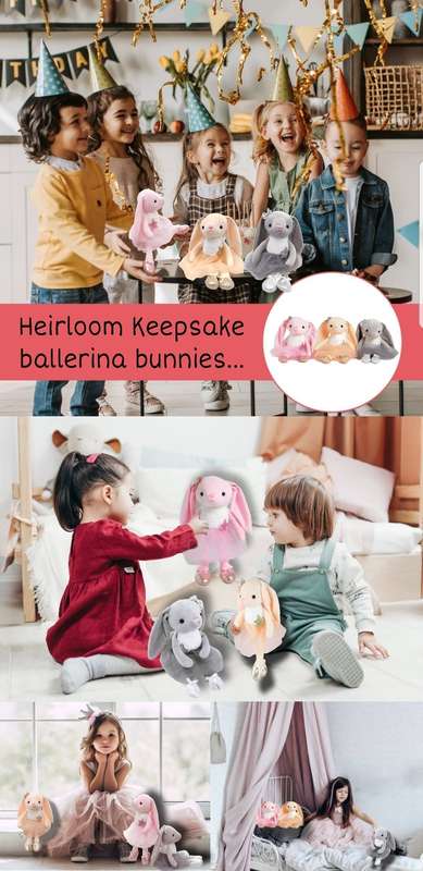 Triplet Heirloom Plush Bunnies - 3-Piece Gift Play Set
