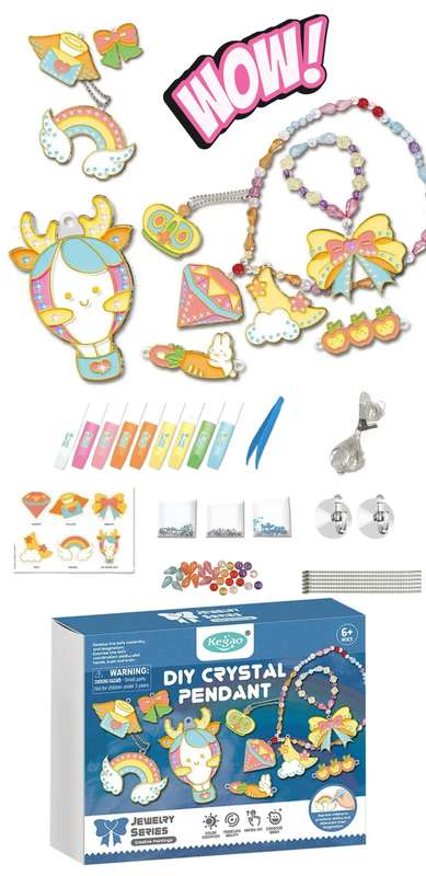 Kids Creative Art Set Stained Glass & Big Gem Diamond Painting - Set of 2