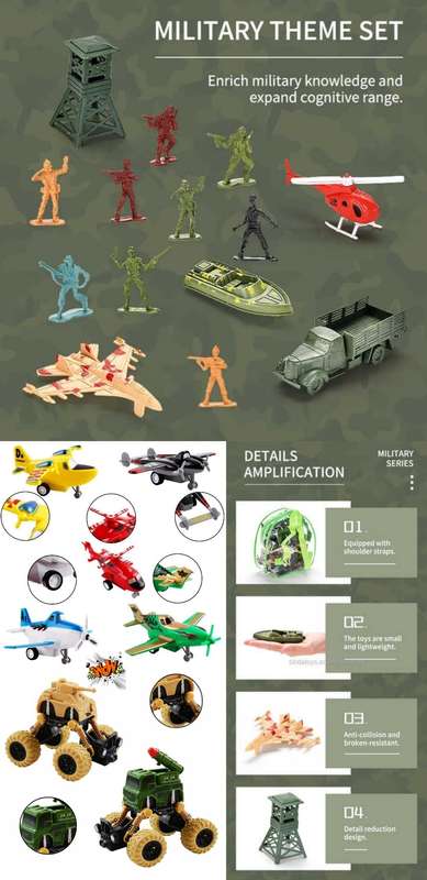 Kids Military Play Set - Soldiers, Aircraft & All Terrain Vehicles