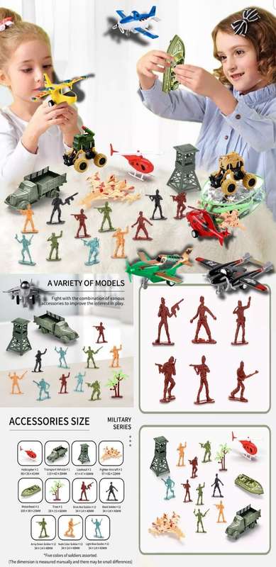 Kids Military Play Set - Soldiers, Aircraft & All Terrain Vehicles
