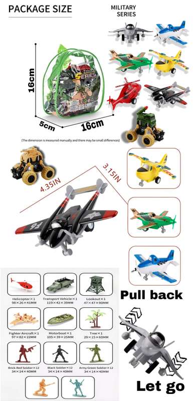 Kids Military Play Set - Soldiers, Aircraft & All Terrain Vehicles