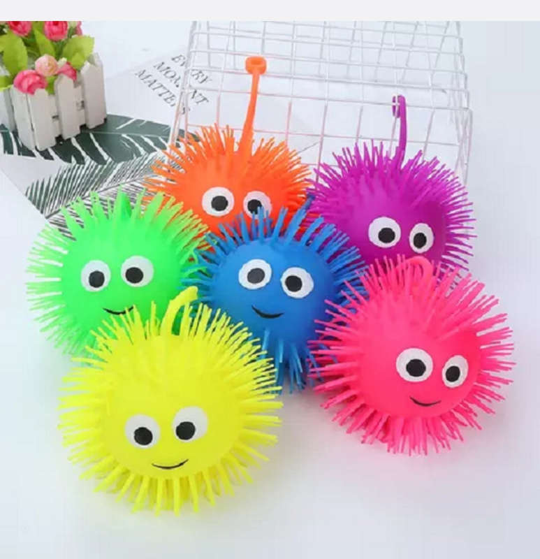Flash Led Hair Ball Set for Kids - Set of 6 Balls