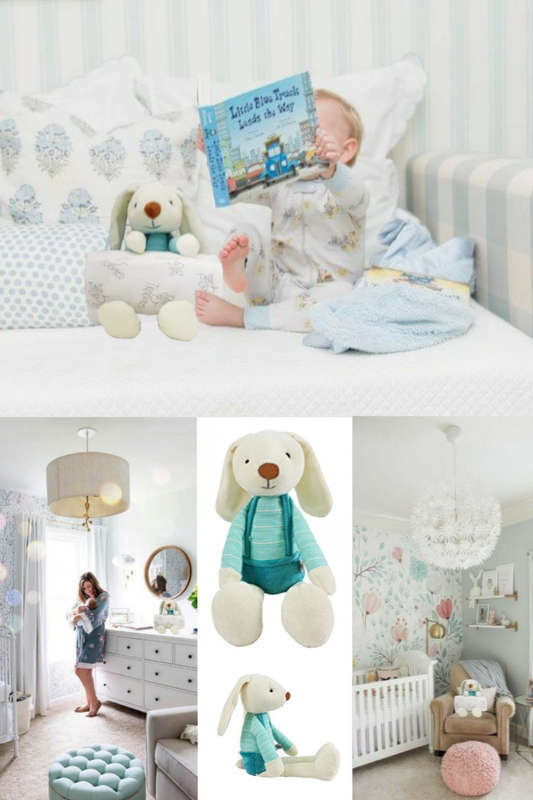Newborn Baby Gift Set Plush Rabbit and Muslin Receiving Blanket - Teal