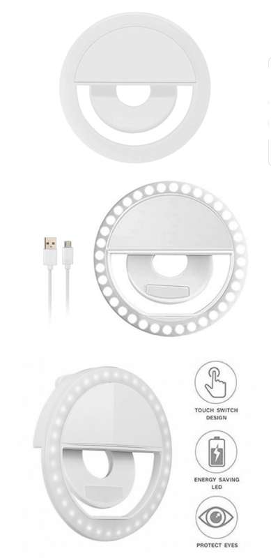 Smartphone LED Ring Light and Flexible Tripod Set - White