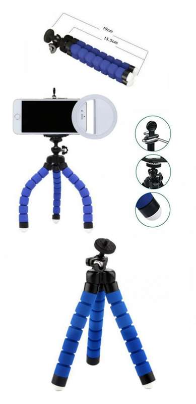 Smartphone LED Ring Light and Flexible Tripod Set - White