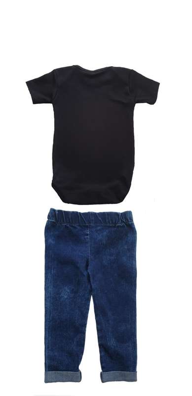 Toddler Clothing Set - Denim Jeans And Black Bodysuit