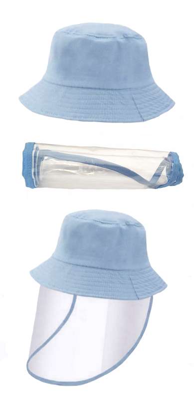 Set of 2 Kids Bucket Hats With Visors - Light Blue and Pink