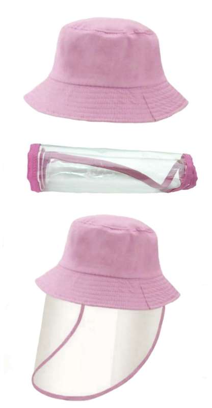 Set of 2 Kids Bucket Hats With Visors - Light Blue and Pink