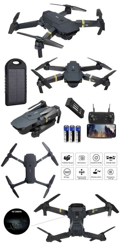 Foldable Pro 4k Micro Drone Kit - Includes Power Bank and AA Batteries For Remote