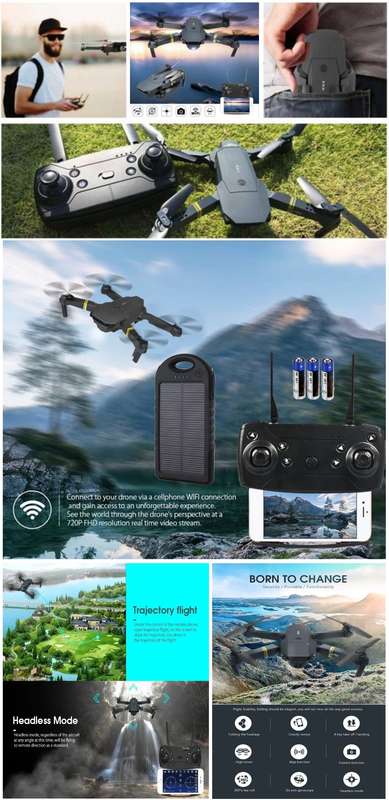 Foldable Pro 4k Micro Drone Kit - Includes Power Bank and AA Batteries For Remote