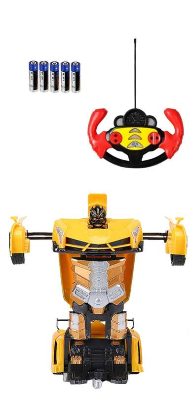 Yellow Transformer Remote Control Car - Transforms From Robot To Car And Back