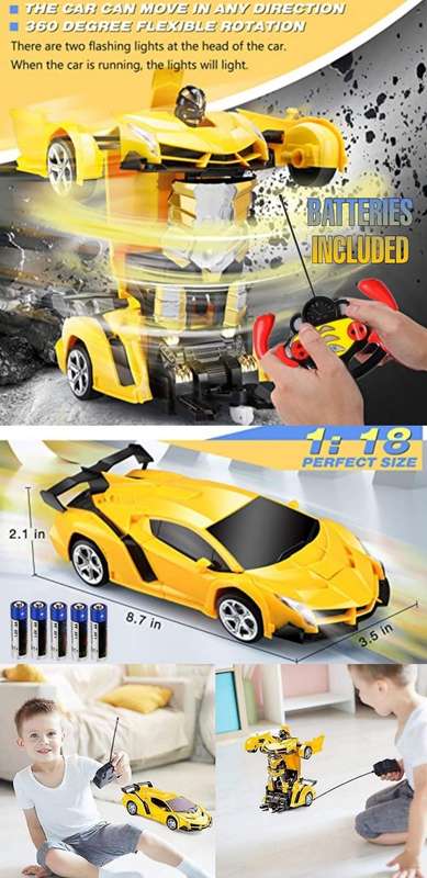 Yellow Transformer Remote Control Car - Transforms From Robot To Car And Back