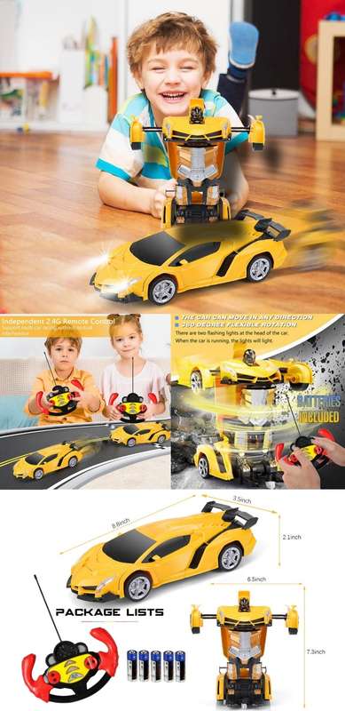 Yellow Transformer Remote Control Car - Transforms From Robot To Car And Back