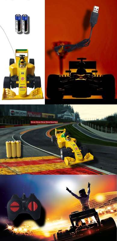 Formula 1 Styled Remote Control Toy Car - Yellow