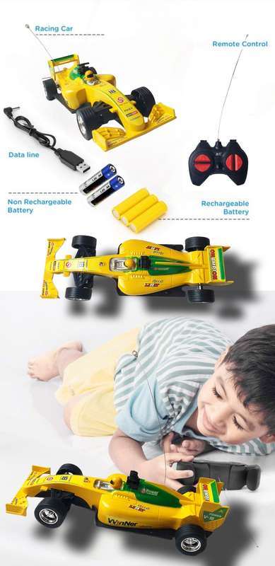 Formula 1 Styled Remote Control Toy Car - Yellow