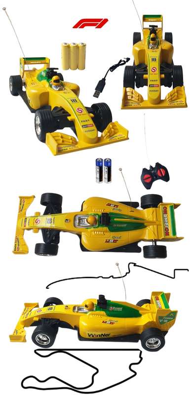 Formula 1 Styled Remote Control Toy Car - Yellow