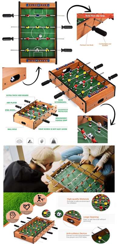 3 Classic Mini Table Top Games - Air Hockey - Foosball - Pool Table