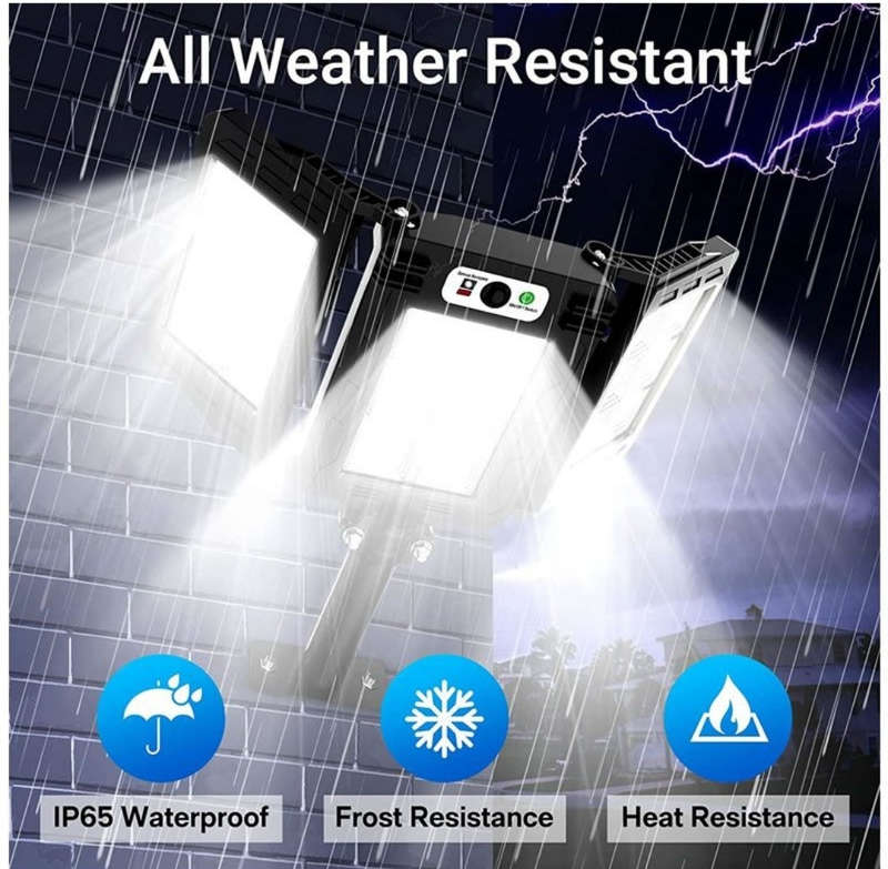 60W 3 Heads Smart Sensor Outdoor Solar Flood Light