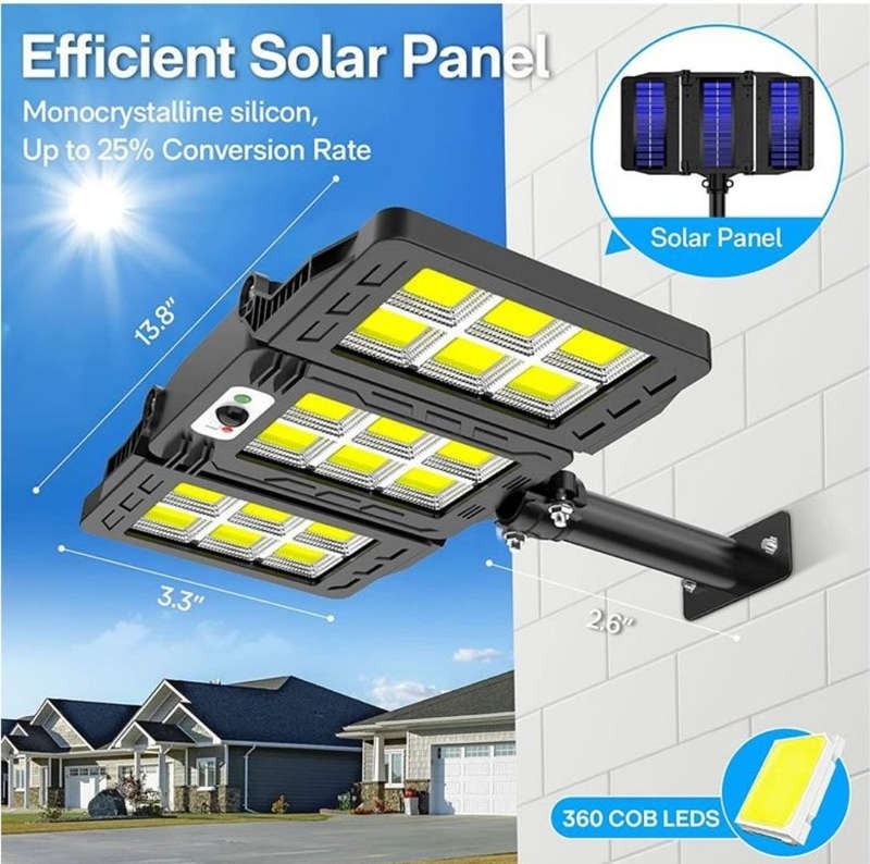 60W 3 Heads Smart Sensor Outdoor Solar Flood Light