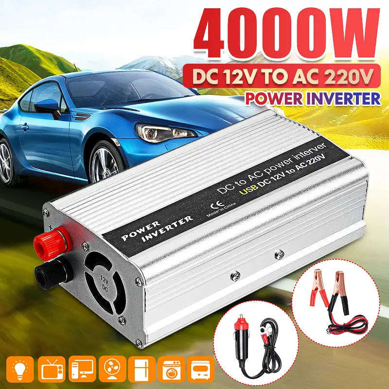 2400W Solar Inverter DC12V TO AC220V Modified Sine Wave Inverter USB Power Converter