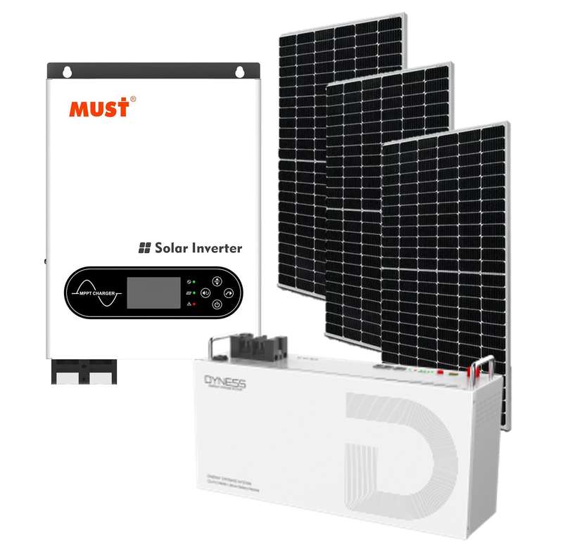 Must 3000 3KVA Watt Dyness 2.56 KWh Lithium Battery 3X 435W Mono Solar Panels Combo Kit