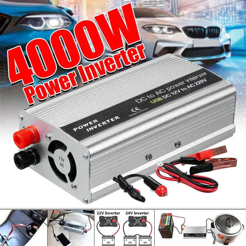 2400W Solar Inverter DC12V TO AC220V Modified Sine Wave Inverter USB Power Converter