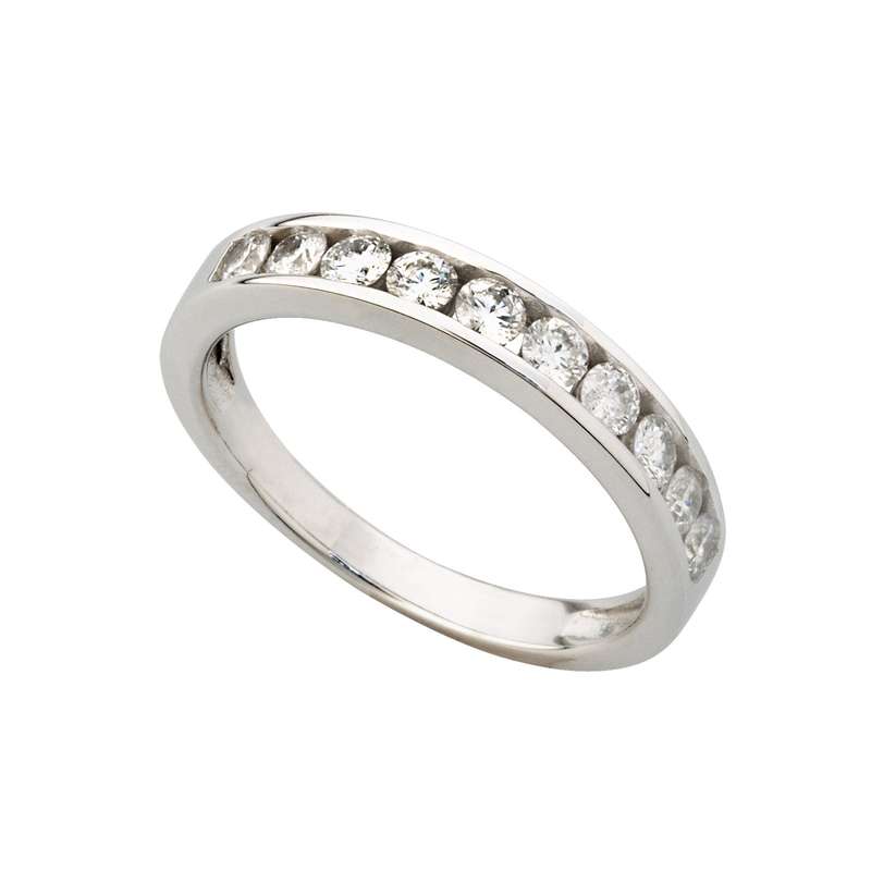 Half Channel Eternity Ring - White Gold / N