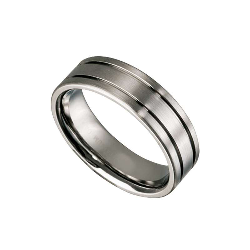 Men's Titanium Ring with Grooves - Q