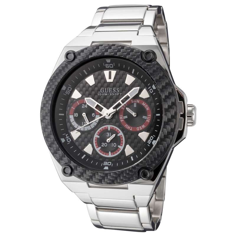 Guess Men's Legacy 45mm Black Dial Stainless Steel Watch - W1305G1