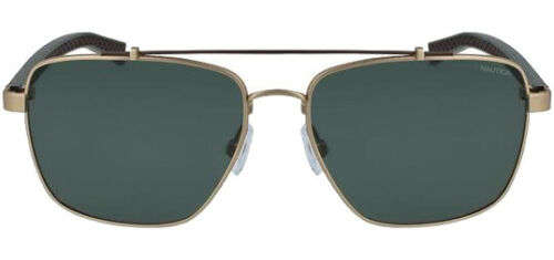 Nautica Polarized Men's Antique Gold-Tone Squared Aviator Sunglasses N5135S 720