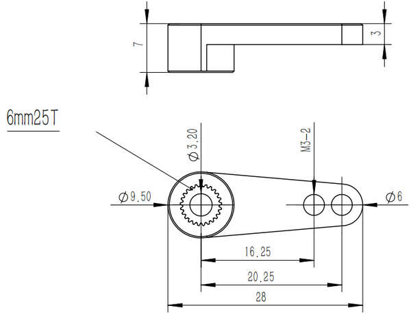 25T-6B Servo Arm Size