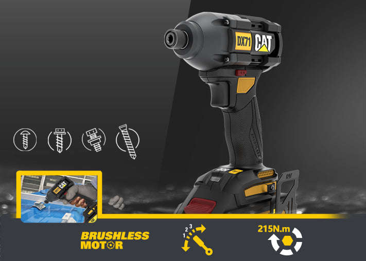CAT 18V, Cordless 1/4" Impact Driver, 215Nm Kit - DX71