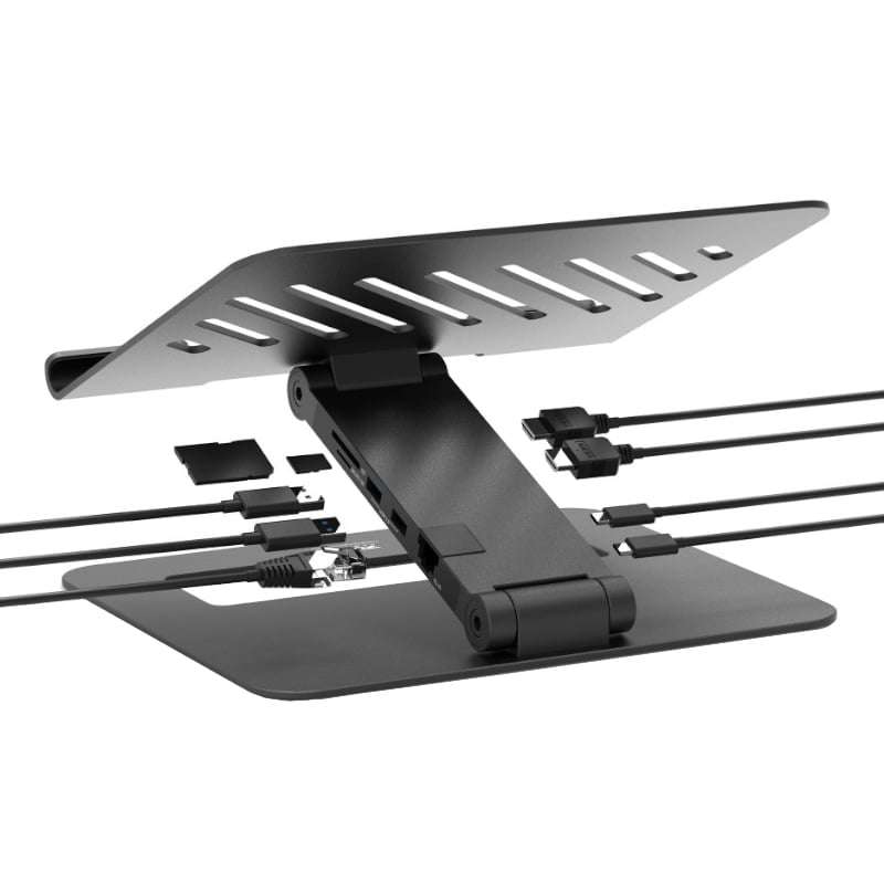 Port Connect Adjustable Stand + Dock Type-CÂ to 1 x RJ45|2 x USB3.1 Gen1|2 x HDMI 4k@60Hz|1 x T...