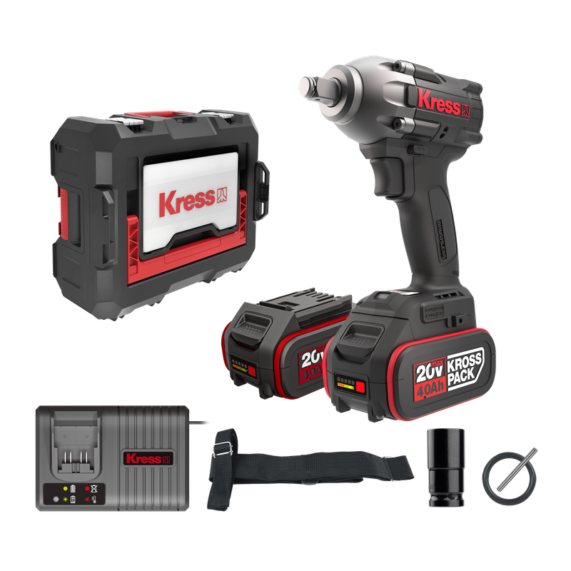 Kress 1/2" 20V, 300Nm Impact Wrench Kit - KUB30.2
