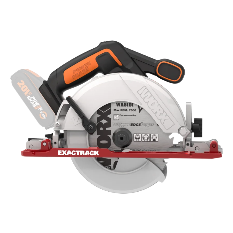 Worx 20V Exactrack, Cordless Circular Saw - Tool Only - WX530.9