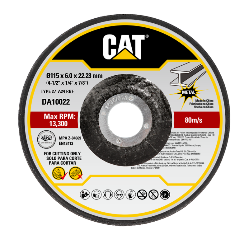 CAT Abrasive Depressed Metal Grinding Wheel 115mm - 5 Pack - DA10022