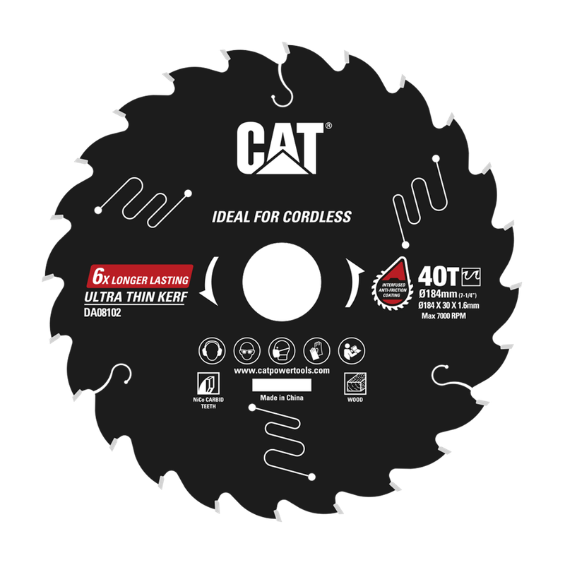 CAT TCT 184mm Cordless Circular Saw Blade - 40 Tooth - DA08102