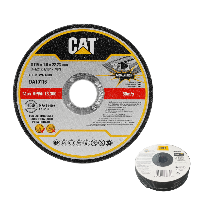CAT Abrasive Flat Metal & INOX 115mm Cutting Disc - 10 Pack - DA10119 (Copy)