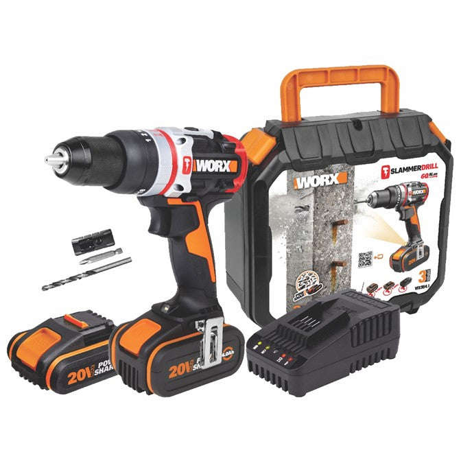 Worx 20V Slammer 3 in 1 Hammer Drill Kit - WX354.1