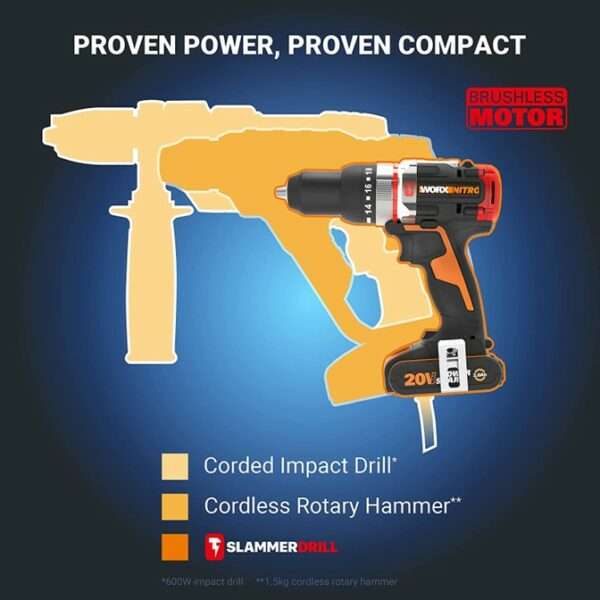 Worx 20V Slammer 3 in 1 Hammer Drill Kit - WX354.1